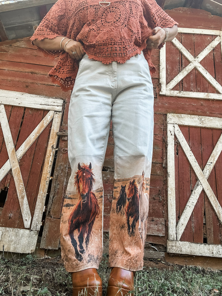 Wild at Heart Horse Denim Barrels