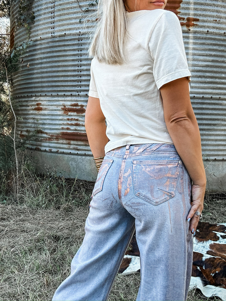 Cowgirl Chrome Metallic Foil Denim
