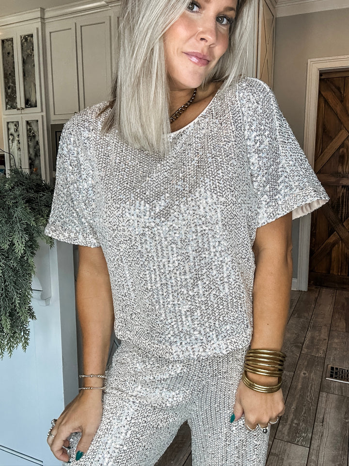 Champagne Toast Sequin Top