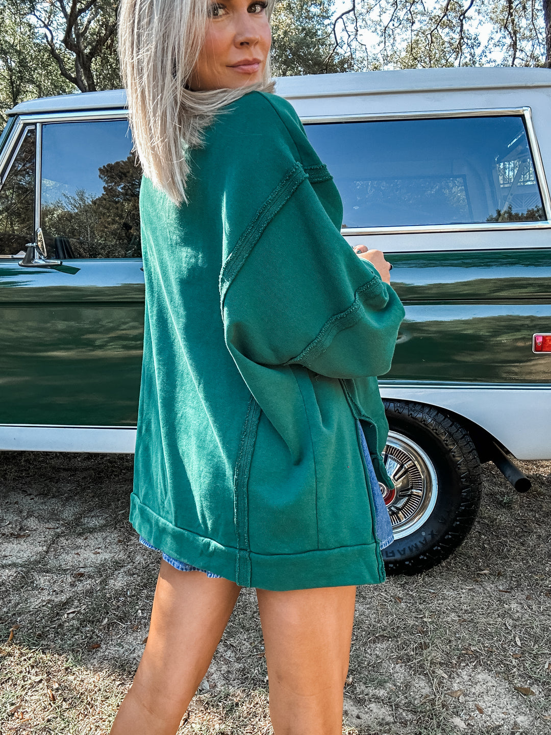 Cozy Cheer Corduroy Christmas Patch Pullover