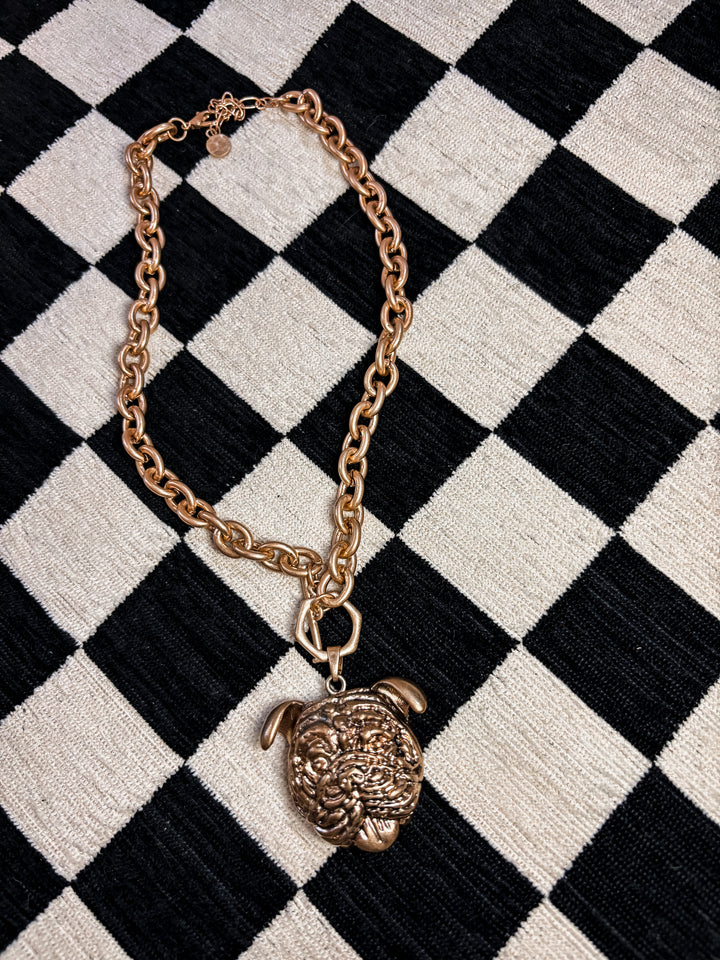 Gold Dog Head Necklace