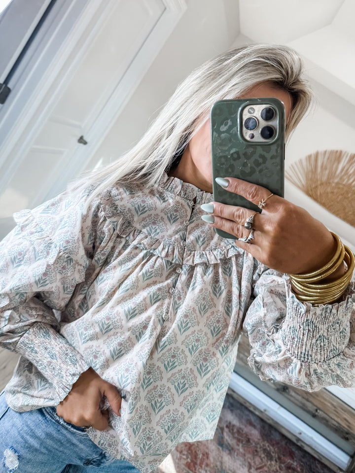 All the Right Feels Ruffle Sleeve Blouse