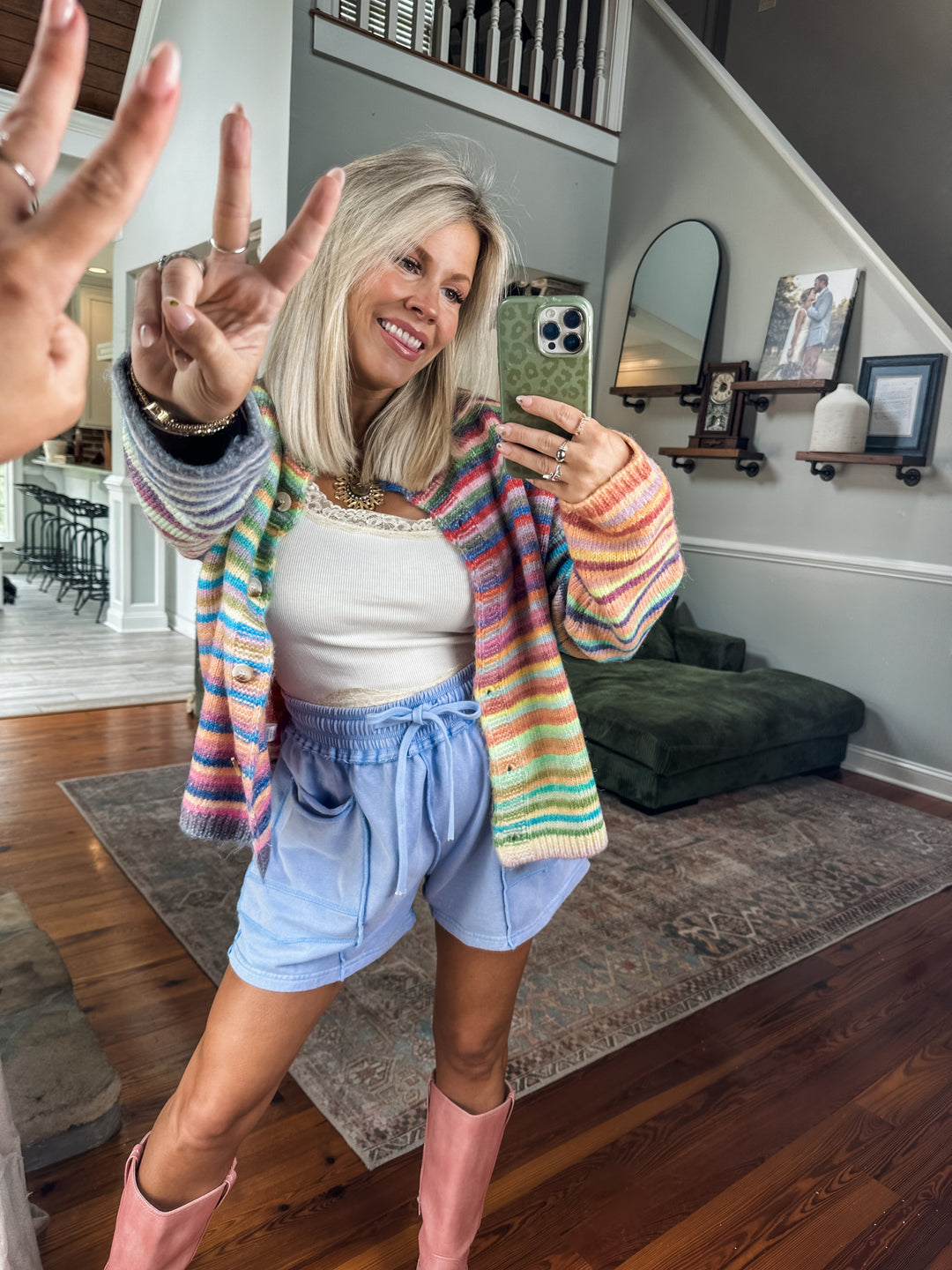 Rainbow Rush Cardigan - Sky