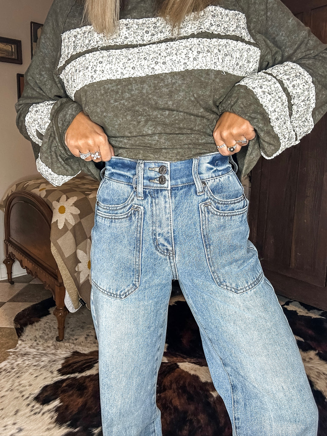 Back Story High Rise Double Pocket Denim