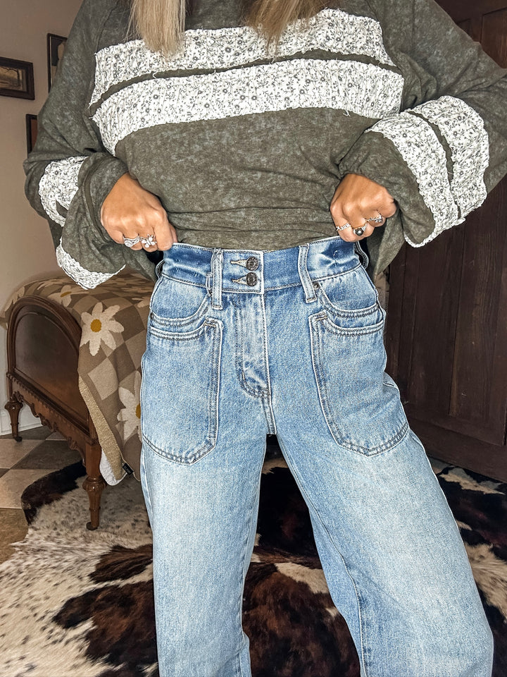 Back Story High Rise Double Pocket Denim