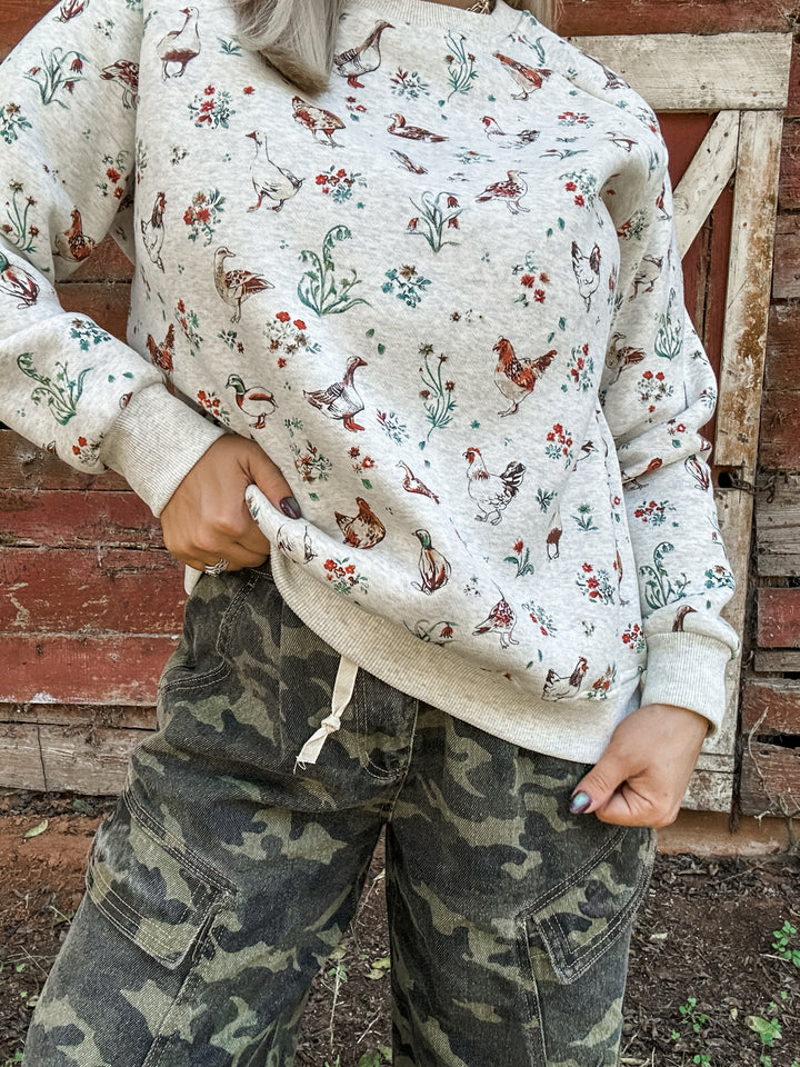 Sunday Morning Ducks and Chickens Sweatshirt