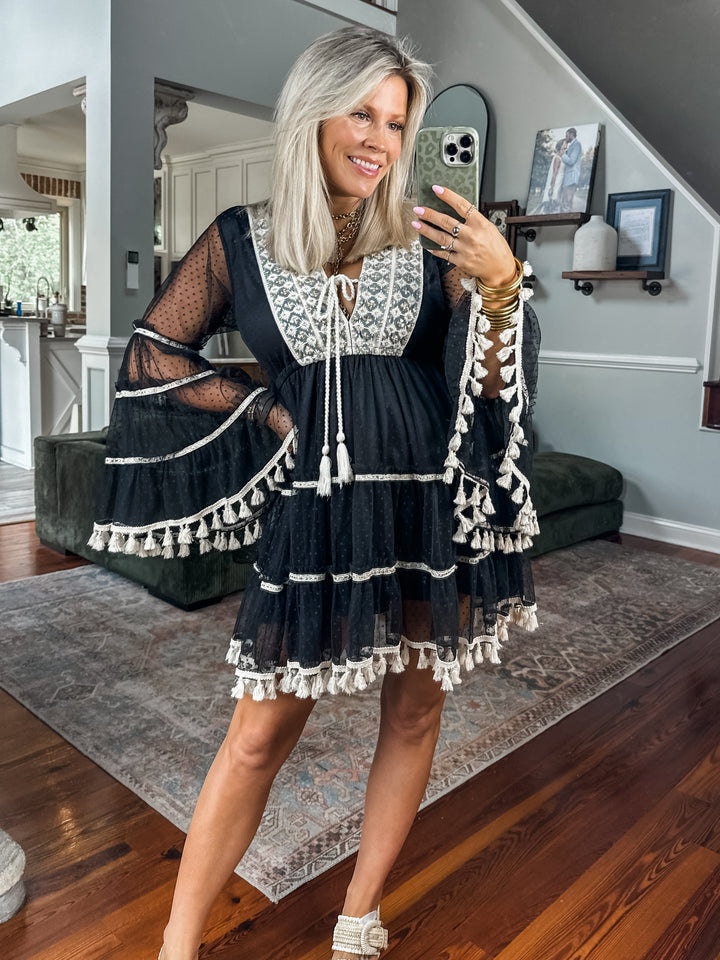 Untamed Tassel Dress - Black