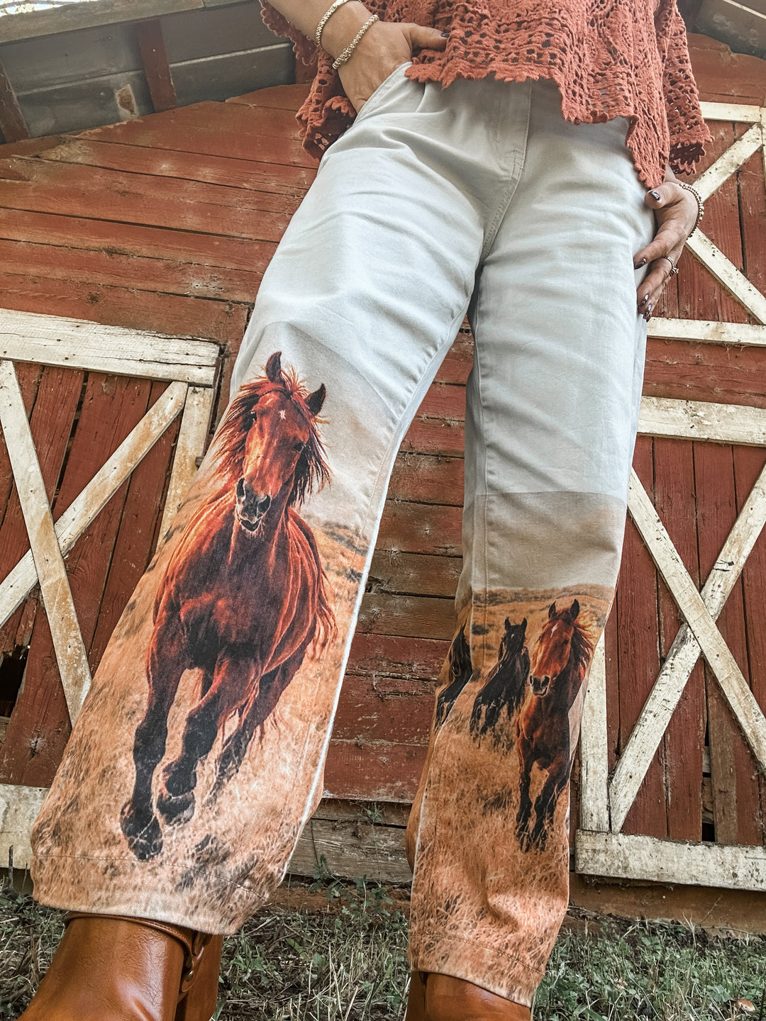Wild at Heart Horse Denim Barrels