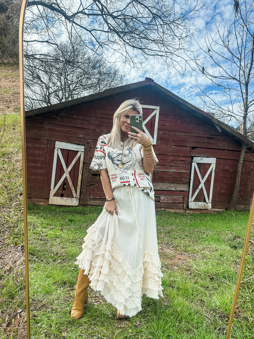 Ruffled Rose Maxi Skirt