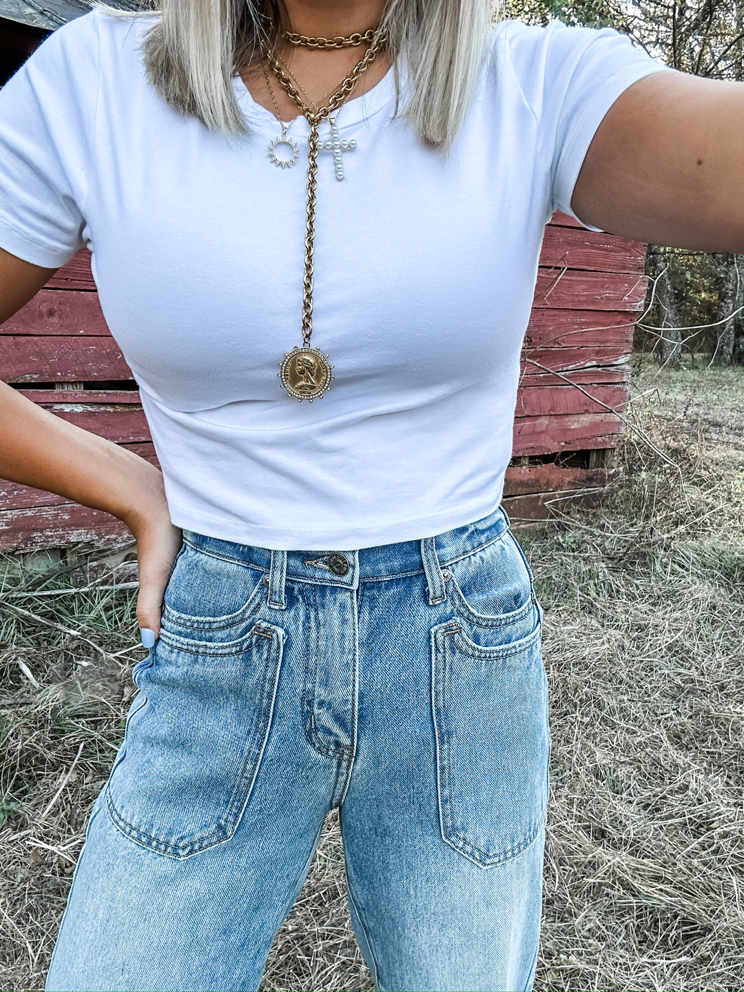 Back Story High Rise Double Pocket Denim