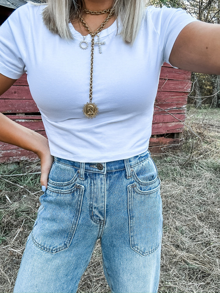 Back Story High Rise Double Pocket Denim