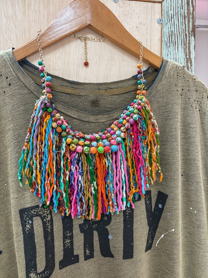 Beaded & Fringe Necklace