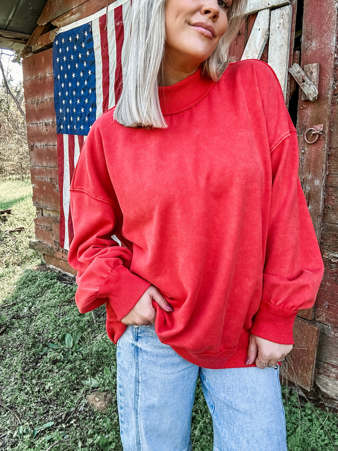 Washed & Wild Oversized Mock Neck Sweater