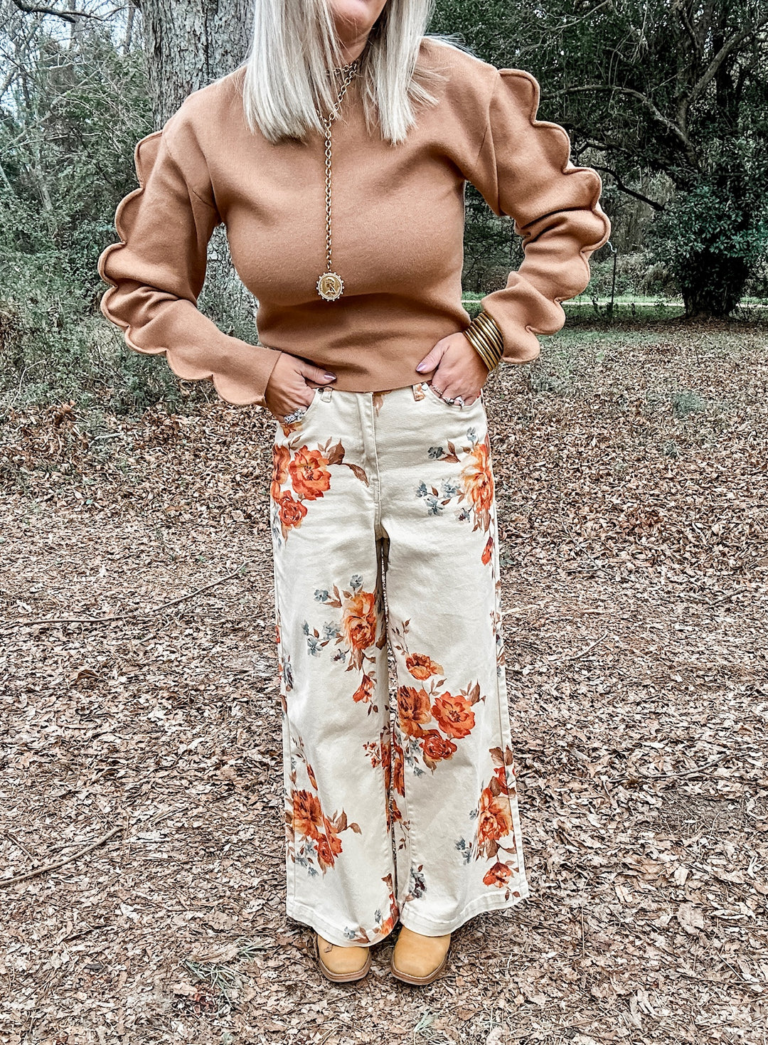 Faded Florals Denim - Cream