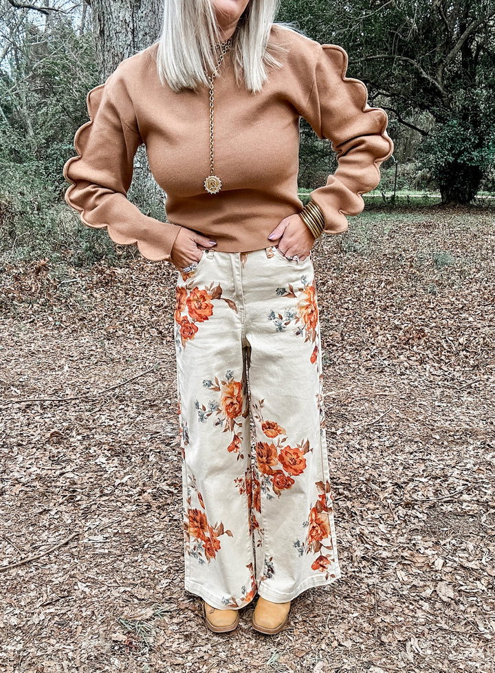 Faded Florals Denim - Cream