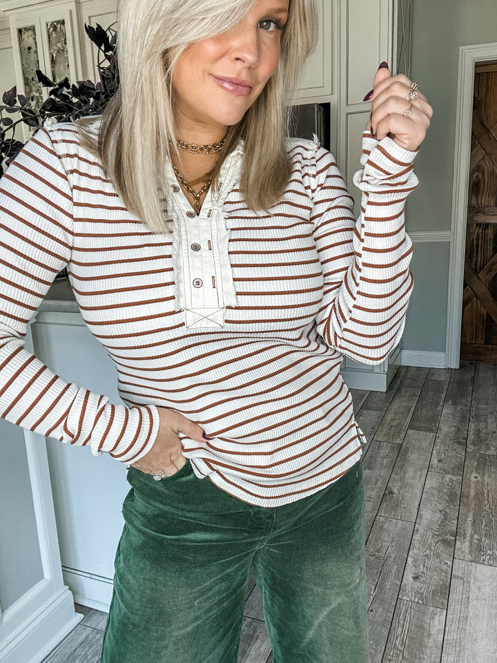 Between the Lines Ivory Striped Top