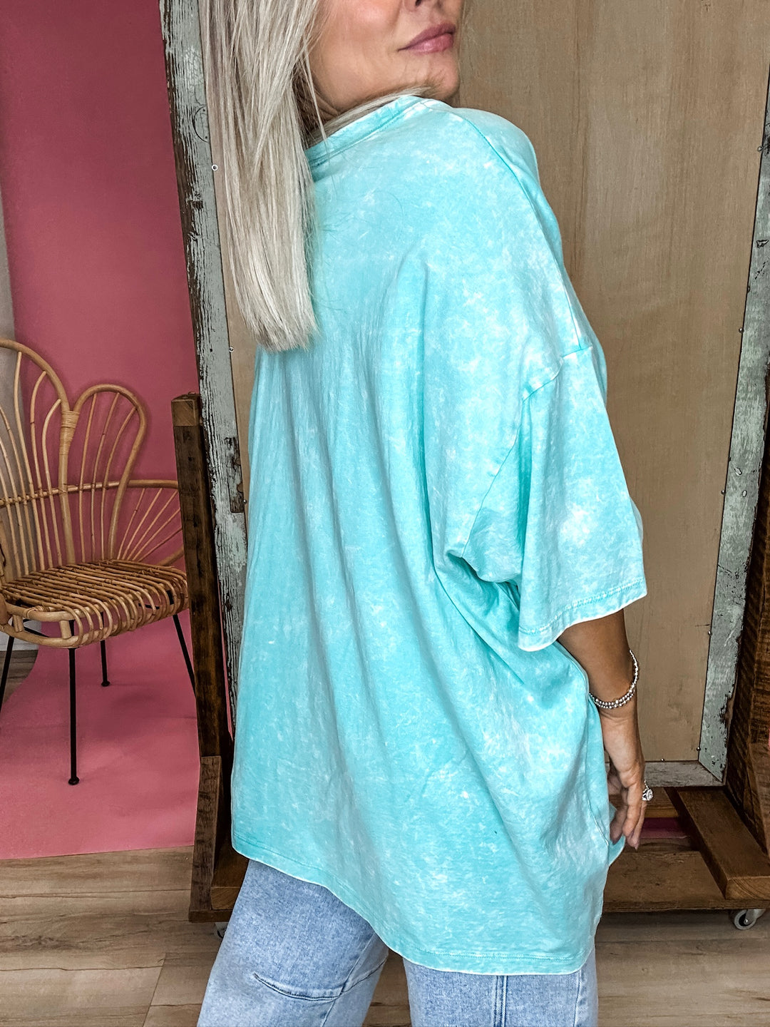 Acid Wash Boyfriend Tee - Mint DOORBUSTER