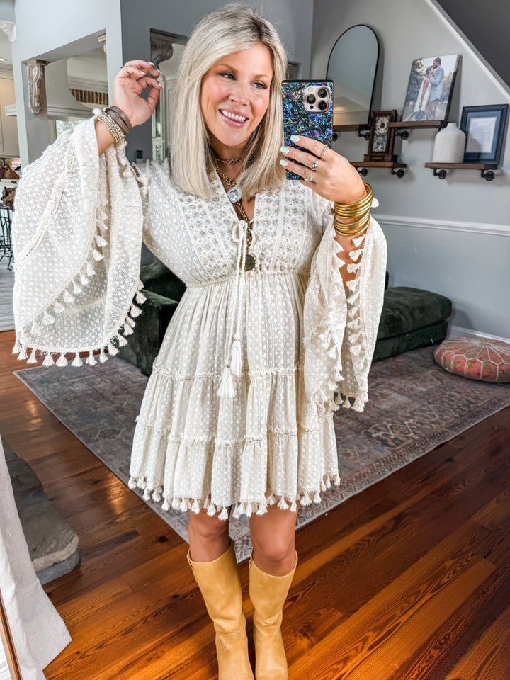 Untamed Tassel Dress - Natural