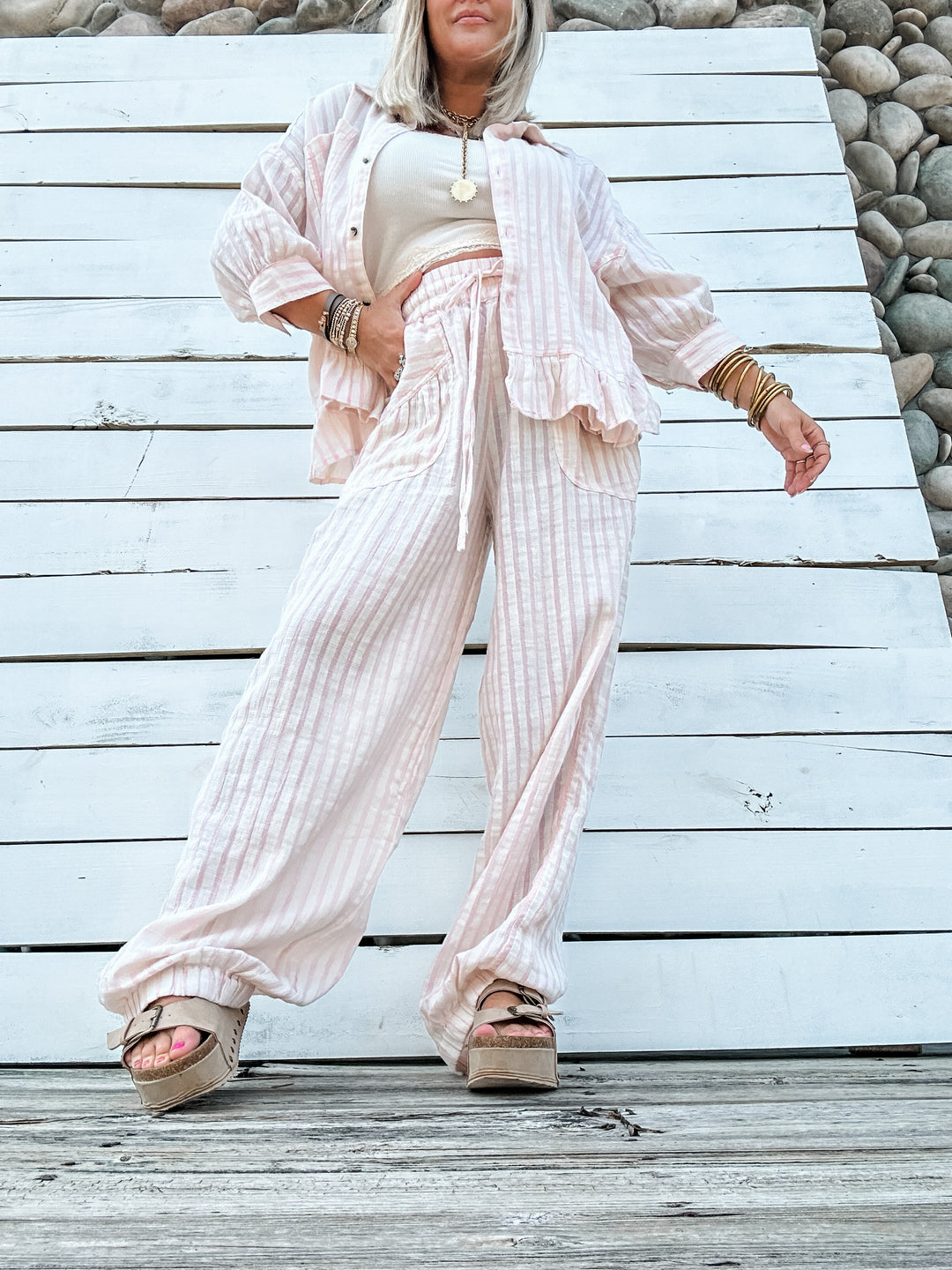 Calm Current Stripe Set - Pink