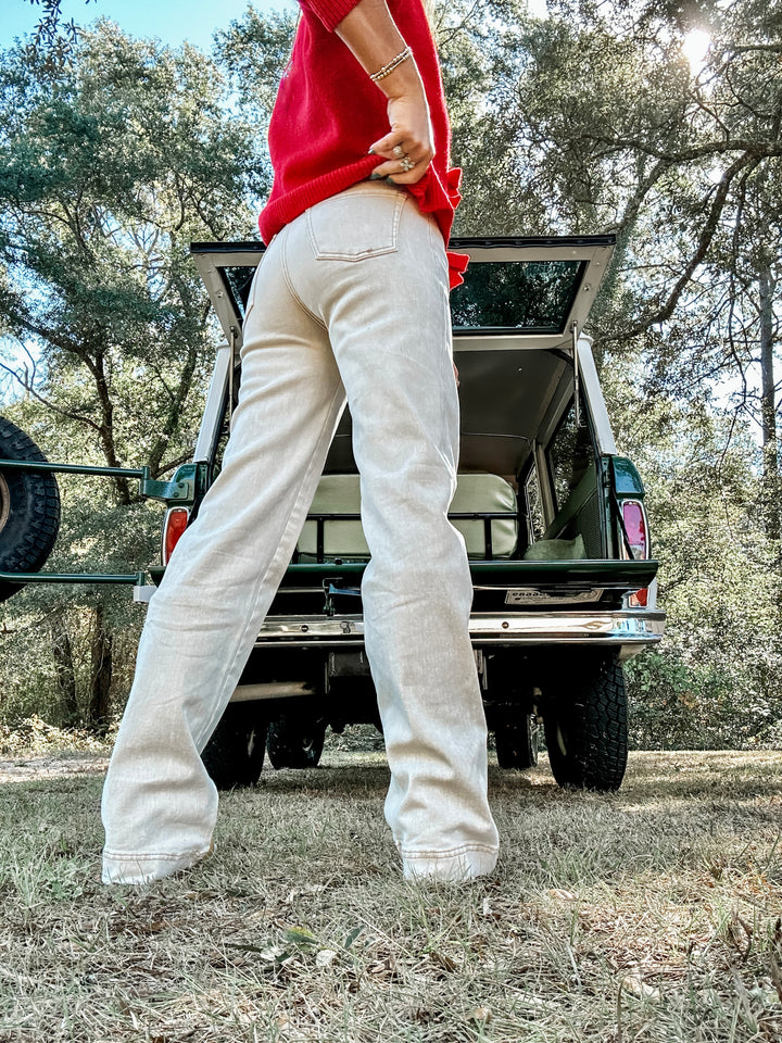 Timeless Classic Washed Beige Straight Leg Denim