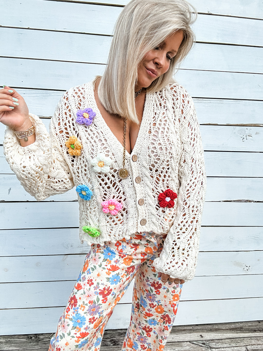 Petal Pop Crochet Sweater