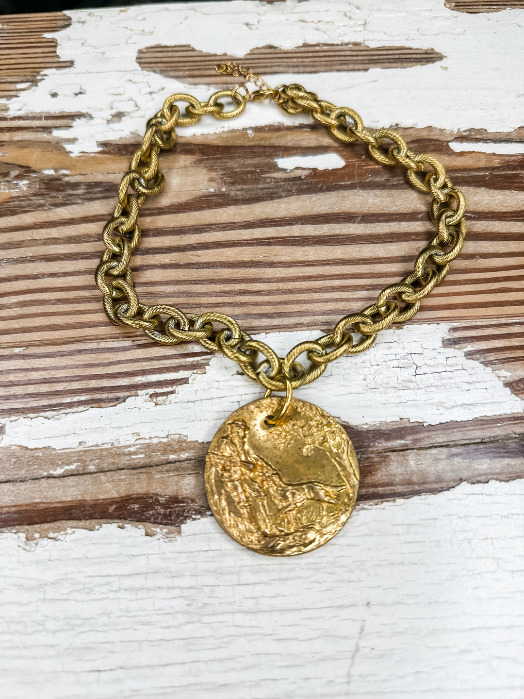 Vintage Hunter & Dog Necklace