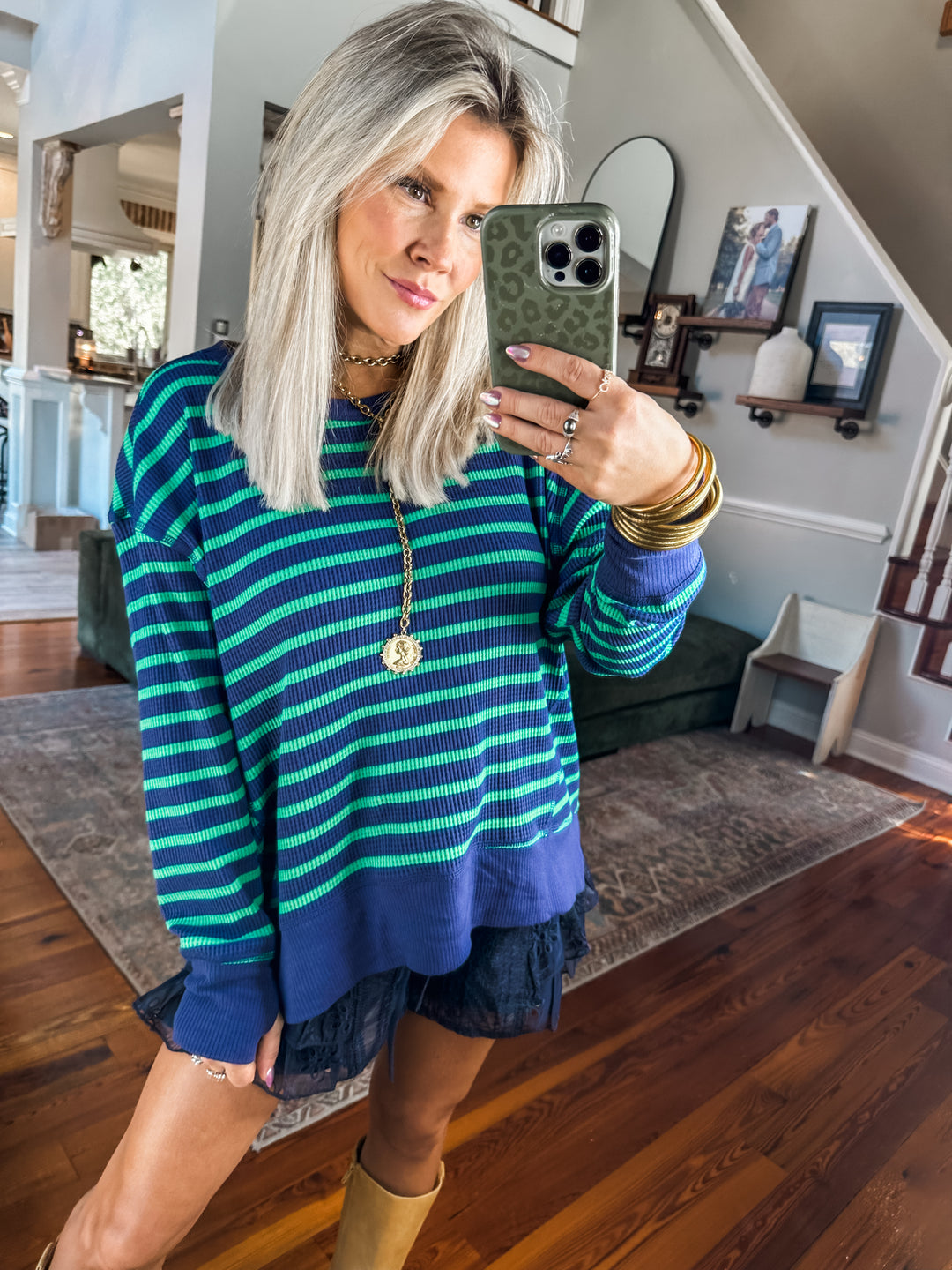 Dainty Drama Tiered Ruffle Shorts - Navy