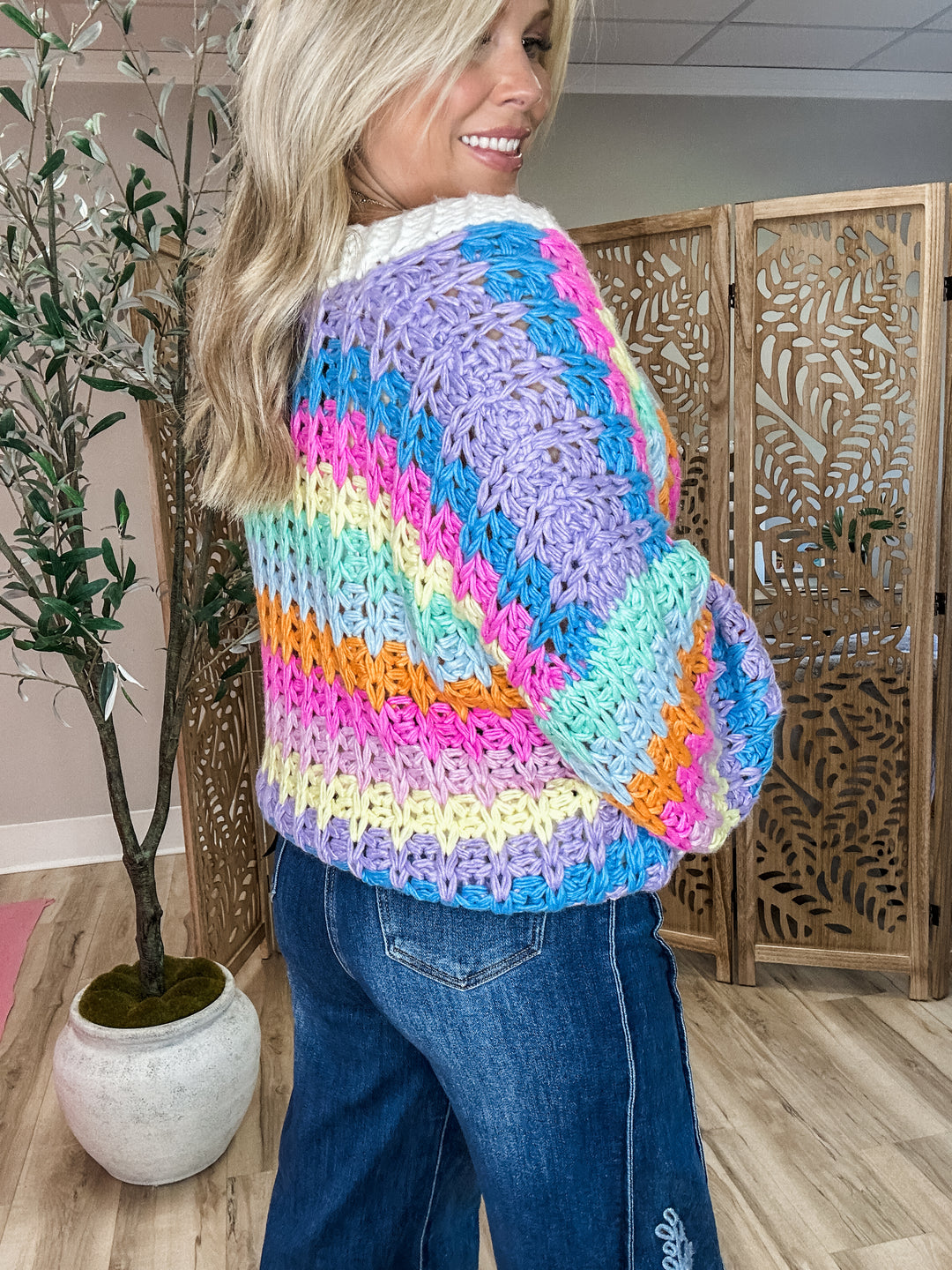 Painted Sky Chunky Knit Rainbow Cardigan