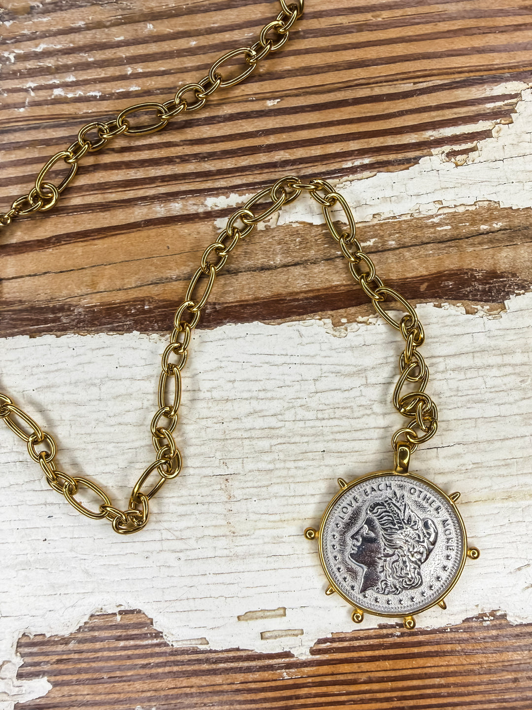 XL Two Toned Coin Necklace