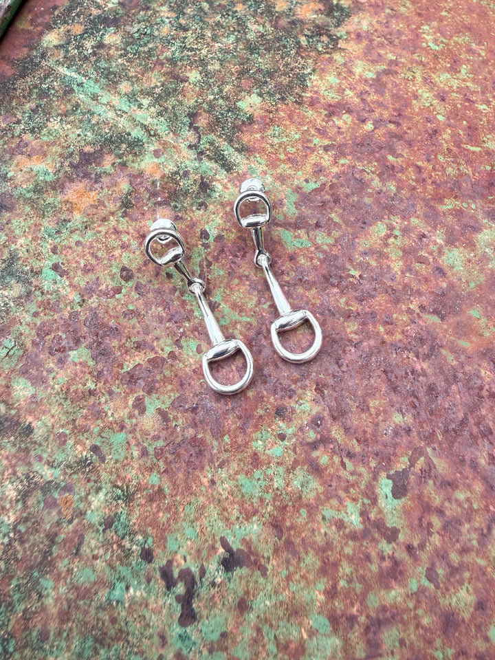 Linked Horse Bit Earrings - Silver