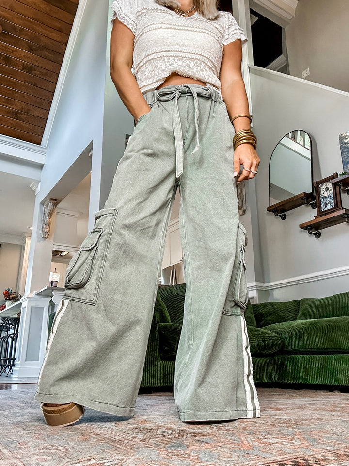 Casual Cut Track Pants - Olive