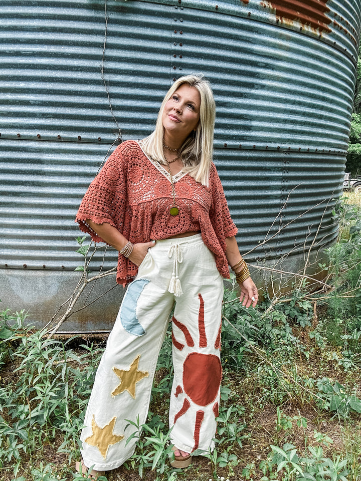 Cosmic Cowgirl Wide Leg Bottoms