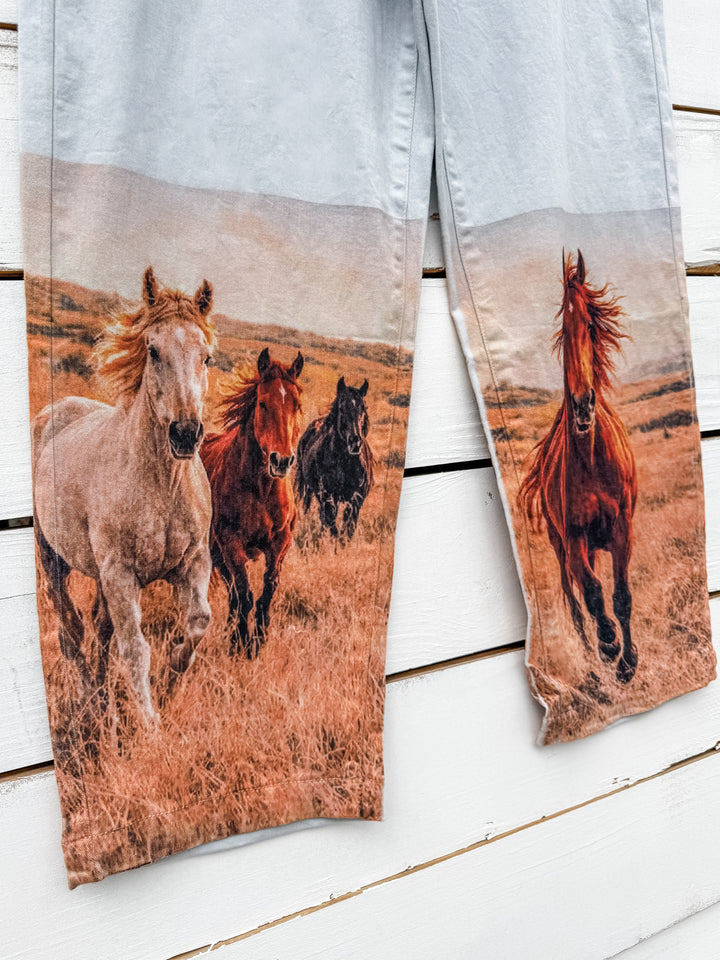Wild at Heart Horse Denim Barrels