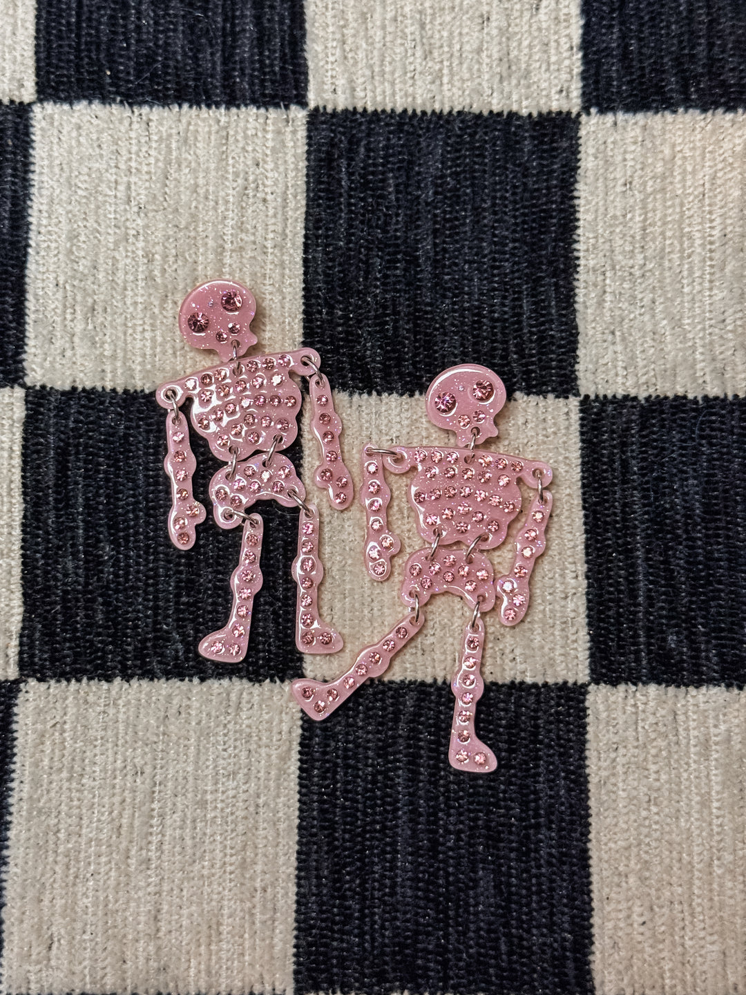 Last Dance Pink Skeleton Earrings