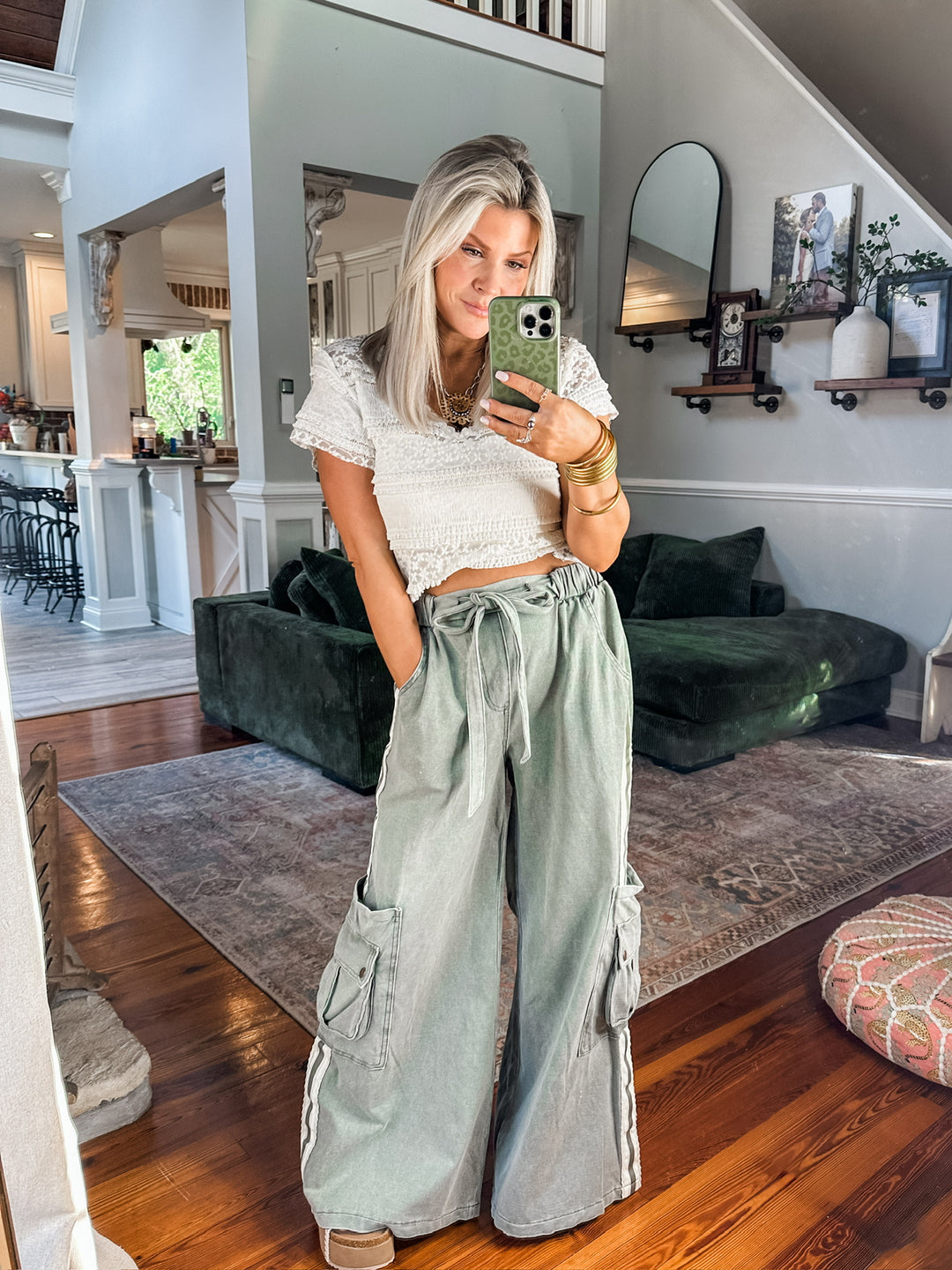 Casual Cut Track Pants - Olive