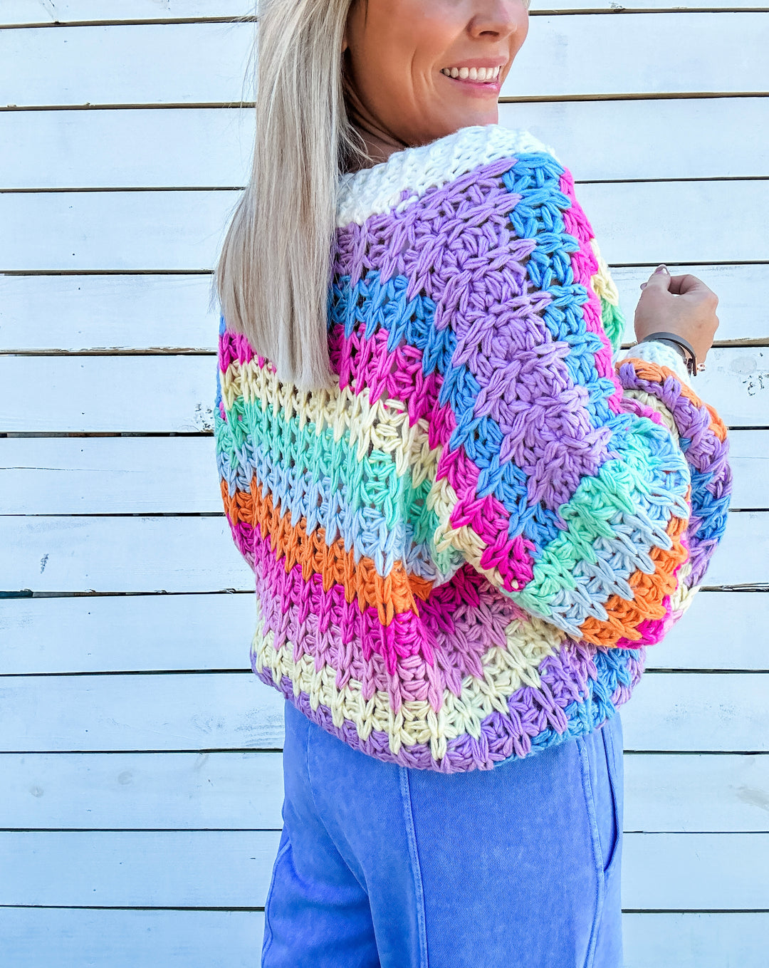 Painted Sky Chunky Knit Rainbow Cardigan