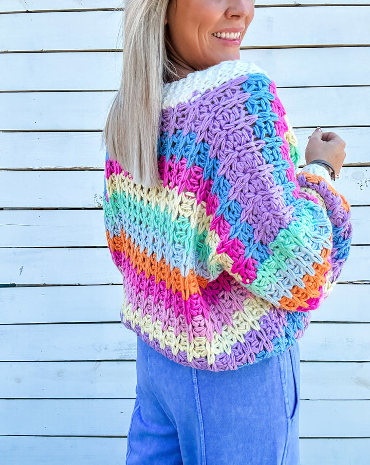 Painted Sky Chunky Knit Rainbow Cardigan
