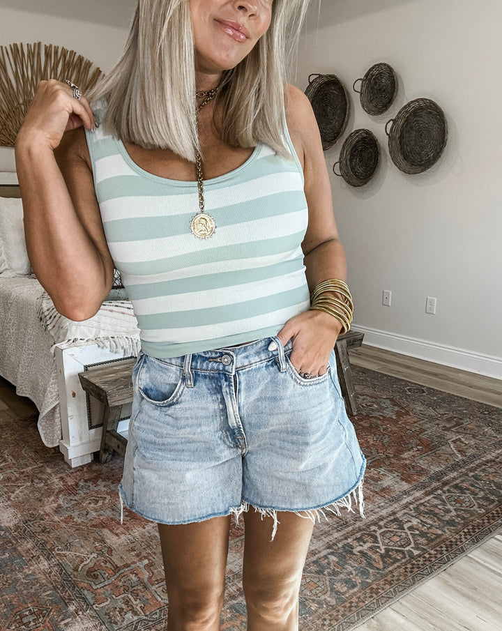 Dusty Mint Striped Tank
