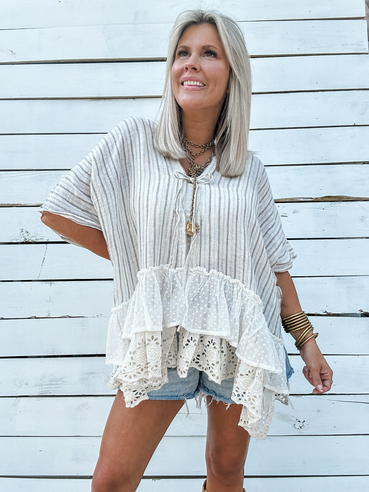 Threaded Lace Cardigan - Natural