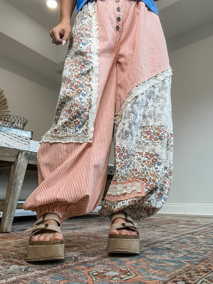 Detail Driven Coral Stripe Joggers