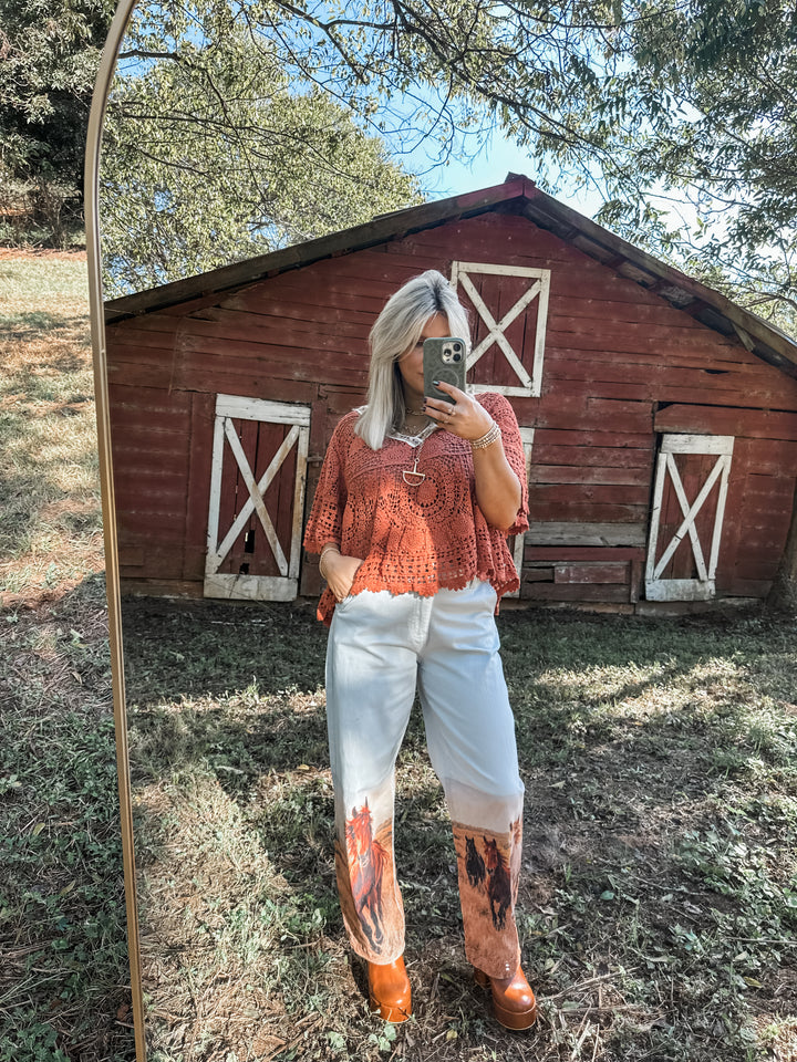 Wild at Heart Horse Denim Barrels