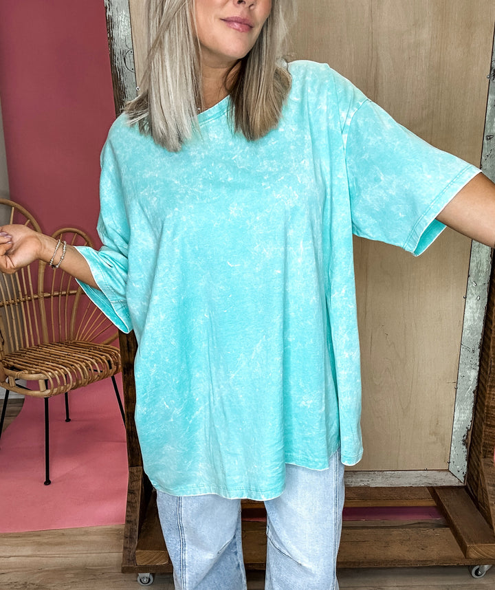 Acid Wash Boyfriend Tee - Mint DOORBUSTER