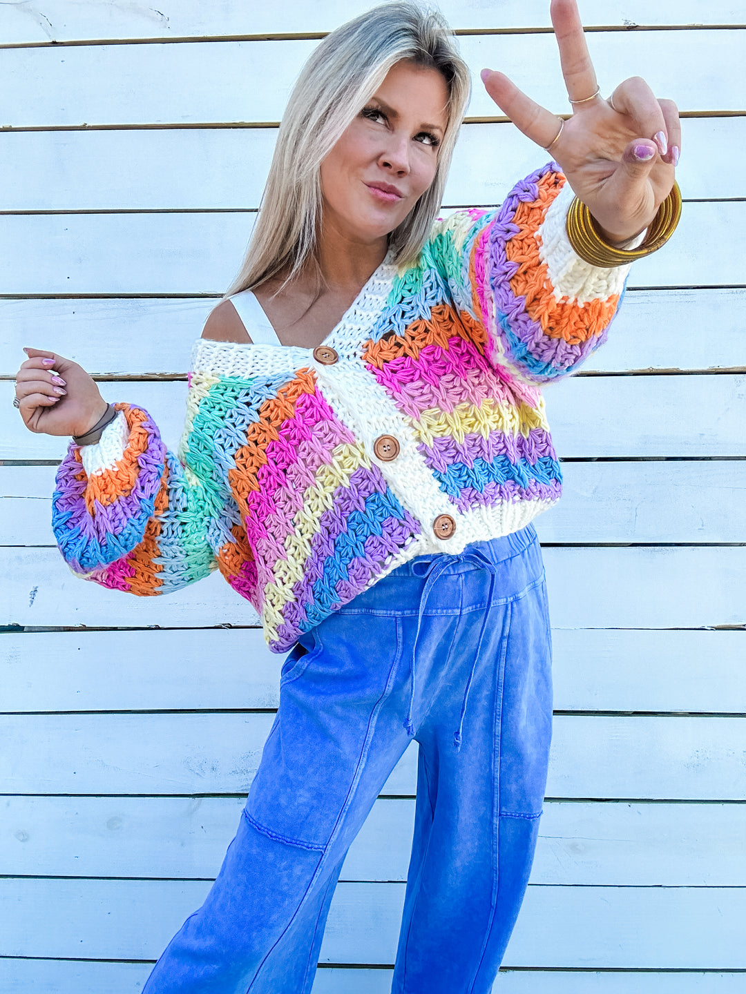 Painted Sky Chunky Knit Rainbow Cardigan