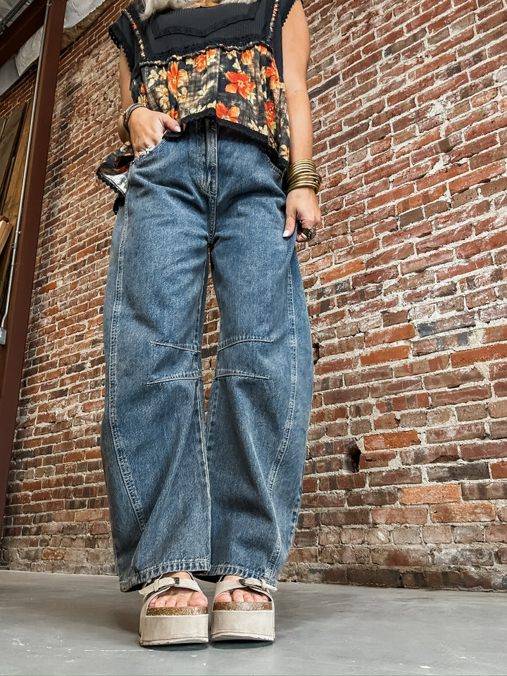 Downtown Dark Wash Barrel Denim