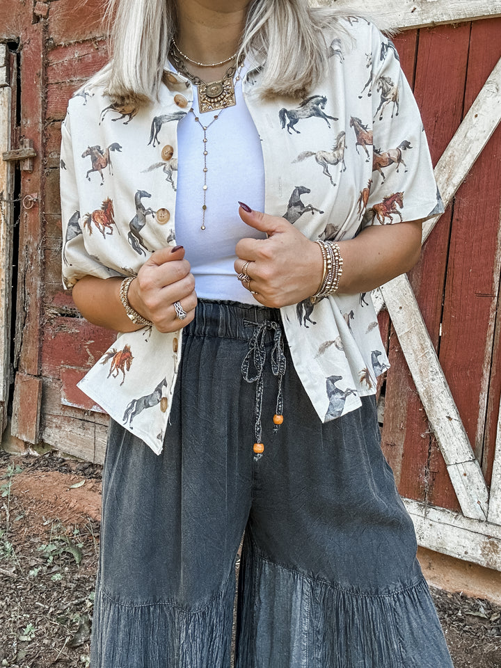 Good Ole Days Horse Print Top