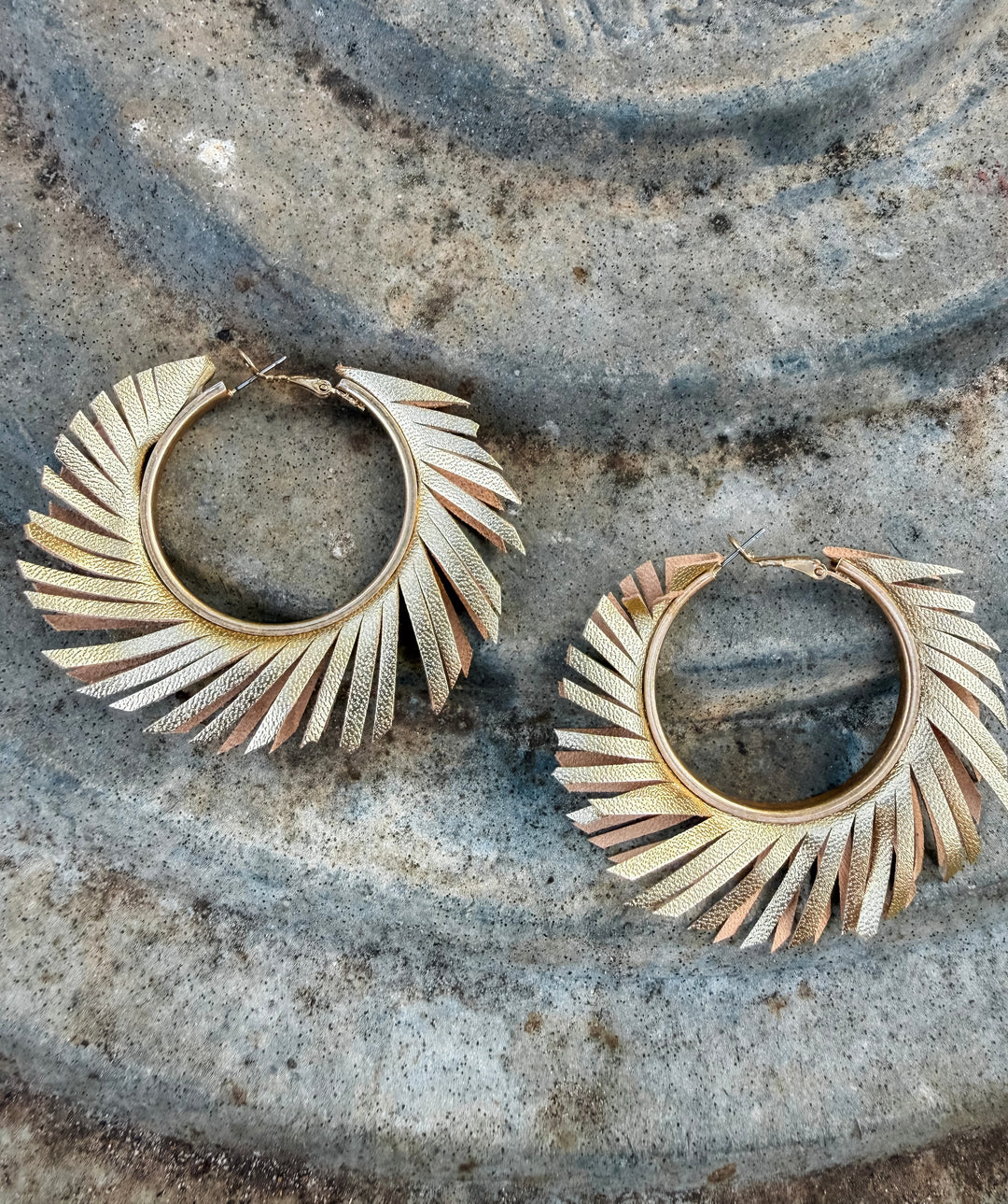 Gold Fringe Hoop Earrings