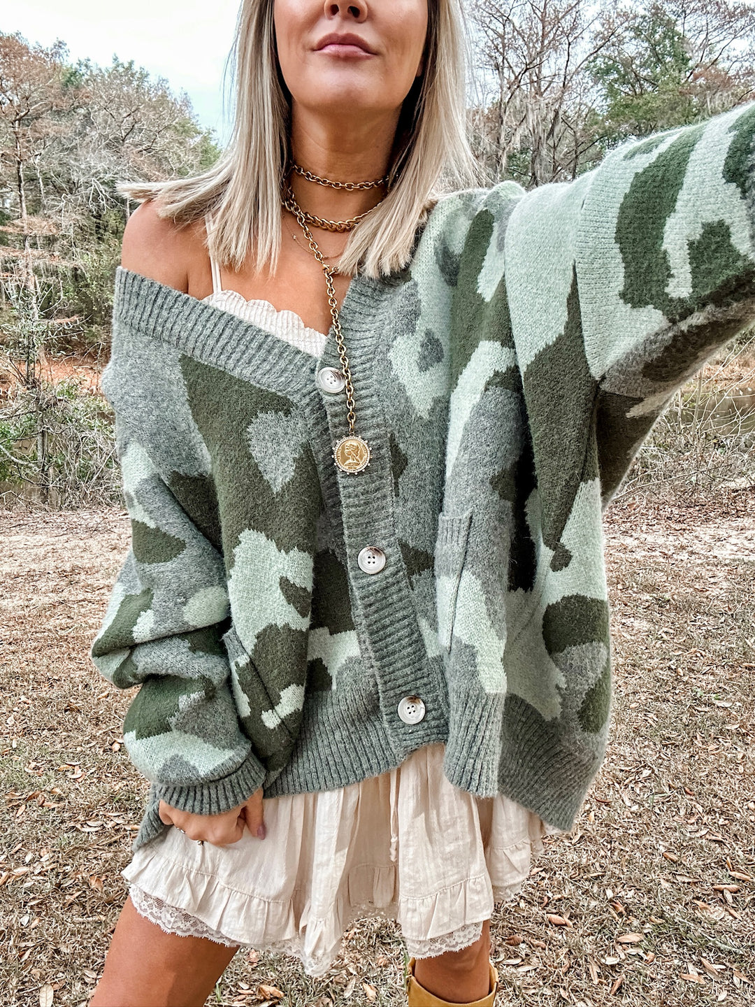 Camo Comfort Oversized Cardigan
