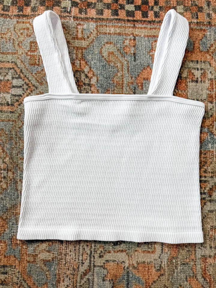 Seamless Textured Crop Tank - White