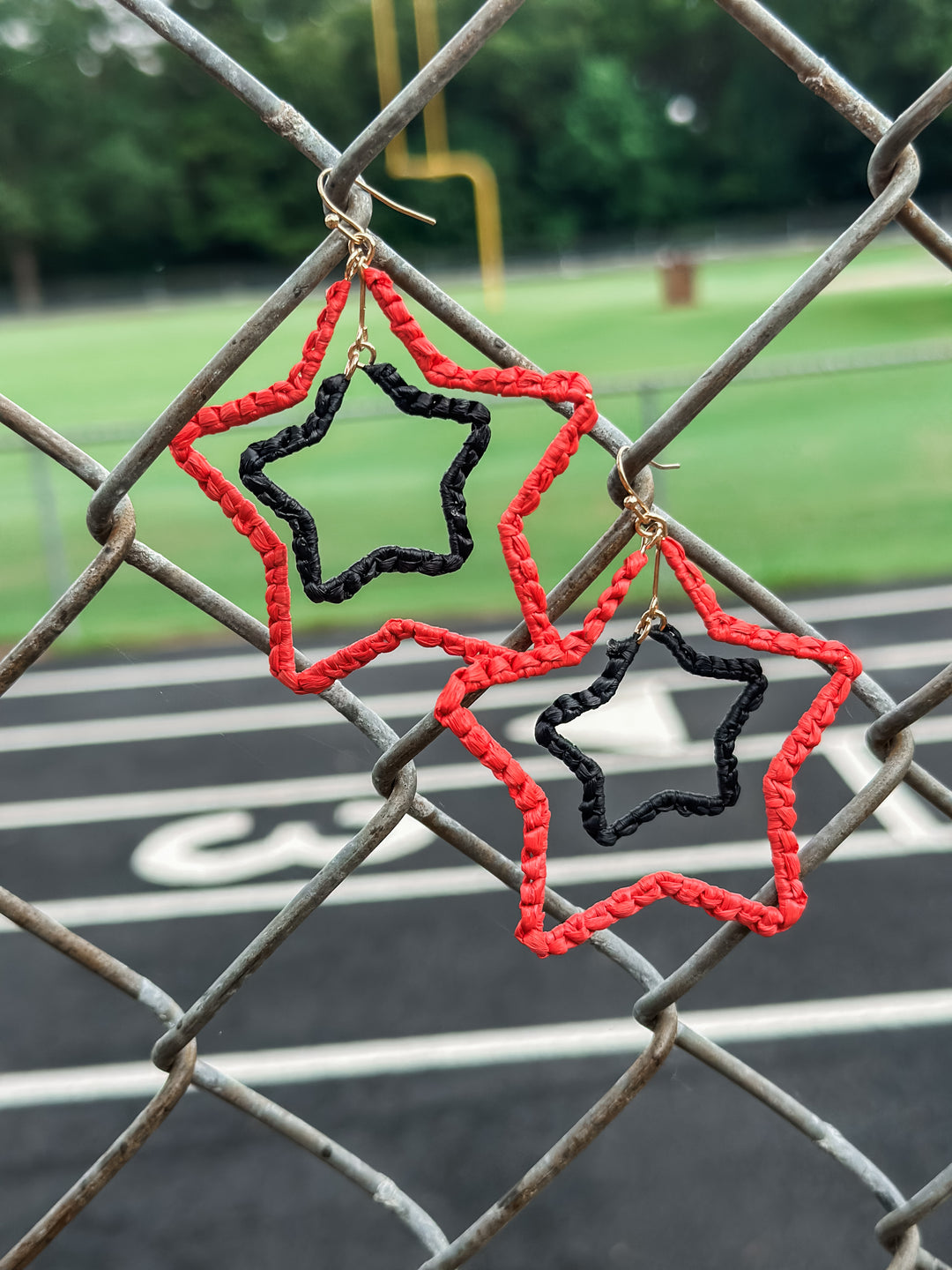 Game Day Raffia Star Earrings