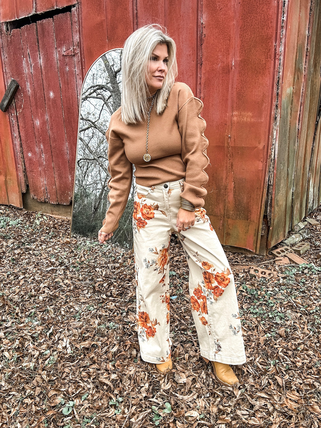 Faded Florals Denim - Cream